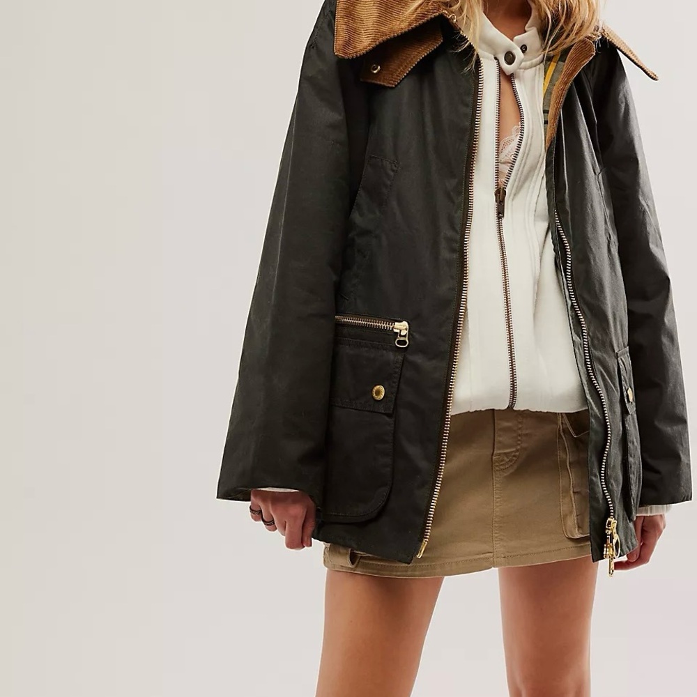 Barbour Black Utility Jacket with Brown Collar